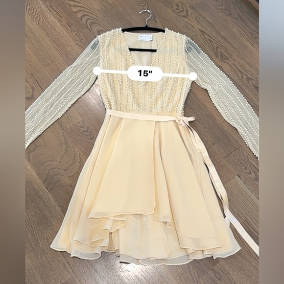 ASOS DESIGN Womens Linear Embellished Bodice Mini Dress Cream SIZE 4 pearls - Picture 11 of 13